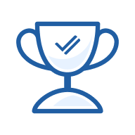 A blue cup with a picture of a person holding a crystal.